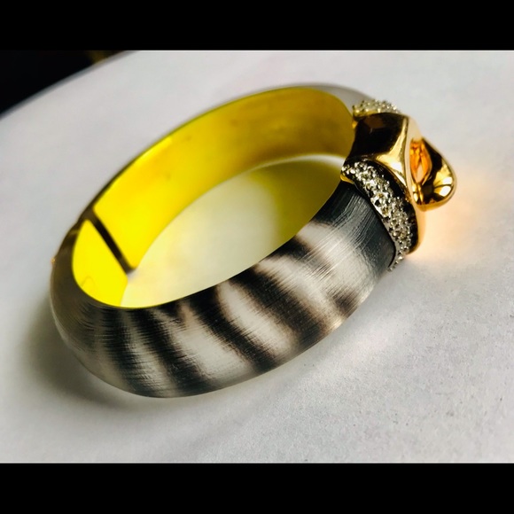 Alexis Bittar Solanales Gold Crystal Skinny Bangle Bracelet  Hot Alexis Bittar Animal 🦓 Gold w Chrystal